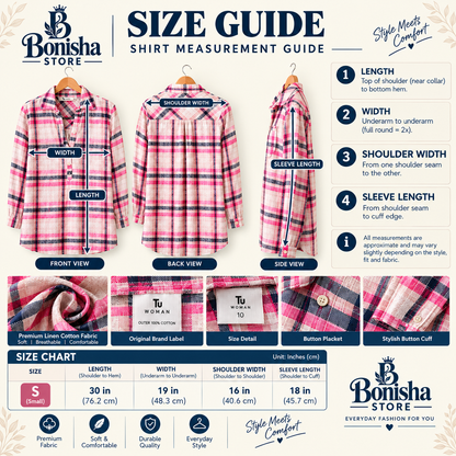 Women's pink check longline tunic shirt – another view