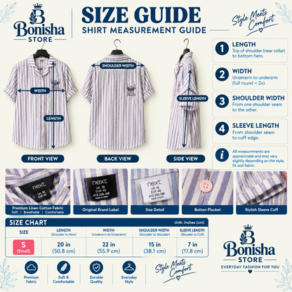 Women's light blue striped short-sleeve shirt – another view of stripes and curved hem